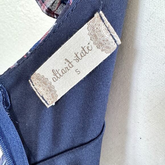 Altar'd State Britton Navy Blue Pink Puff Sleeve Plaid Summer Dress Wmn Sz Small - Picture 12 of 14